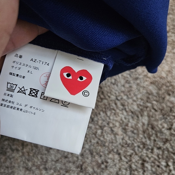 Comme des Garcons Blue Hoodie with Red Heart Patch - Picture 4 of 8